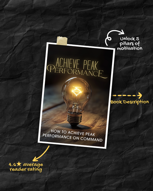 Achieve Peak Performance ebook cover mockup on crumpled black background