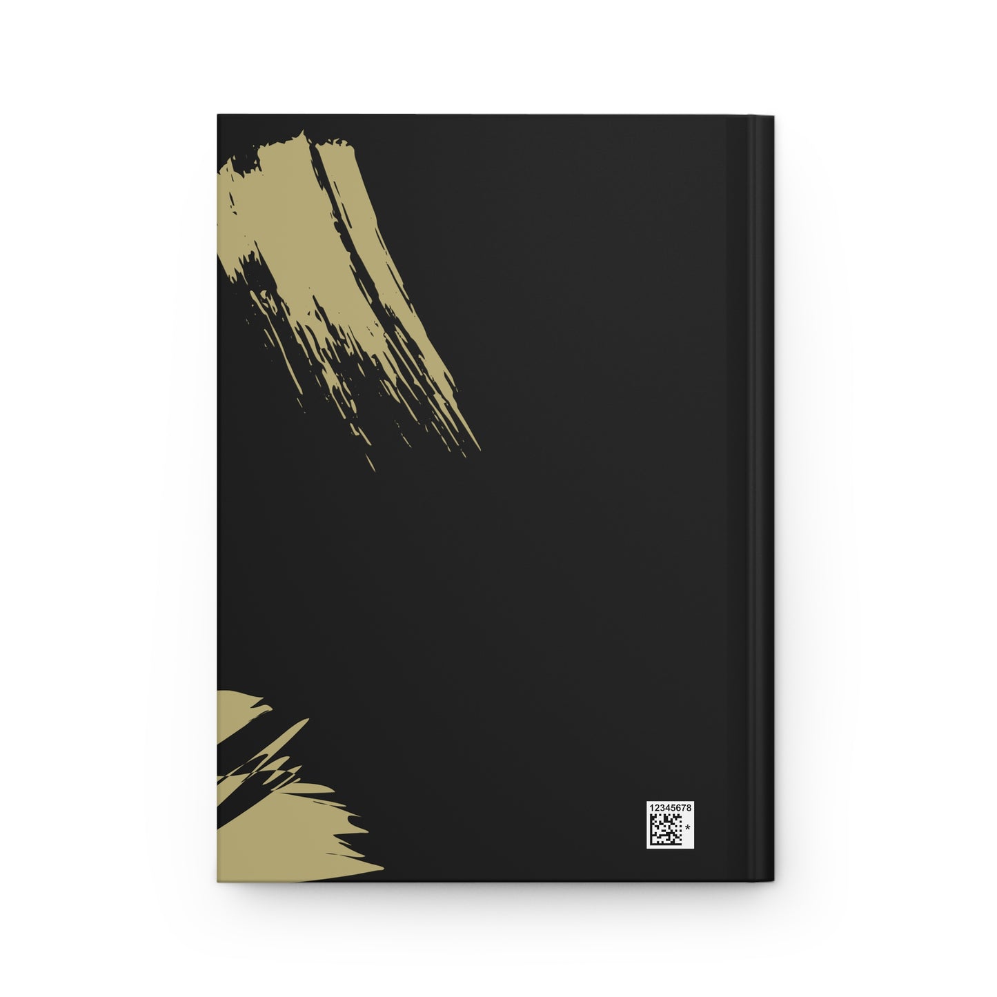 Black back cover notebook with gold abstract design in a white background