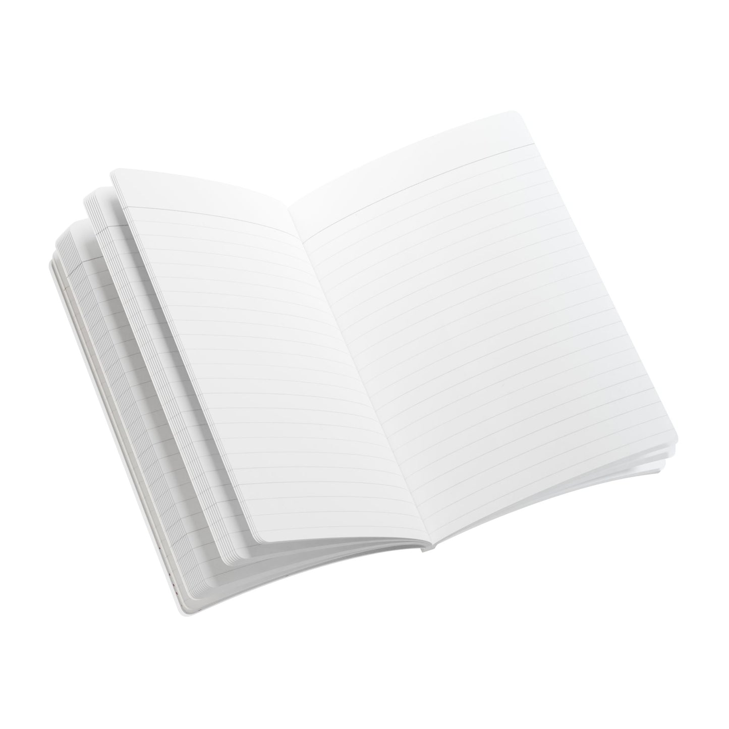 Open notebook lined pages in a white background
