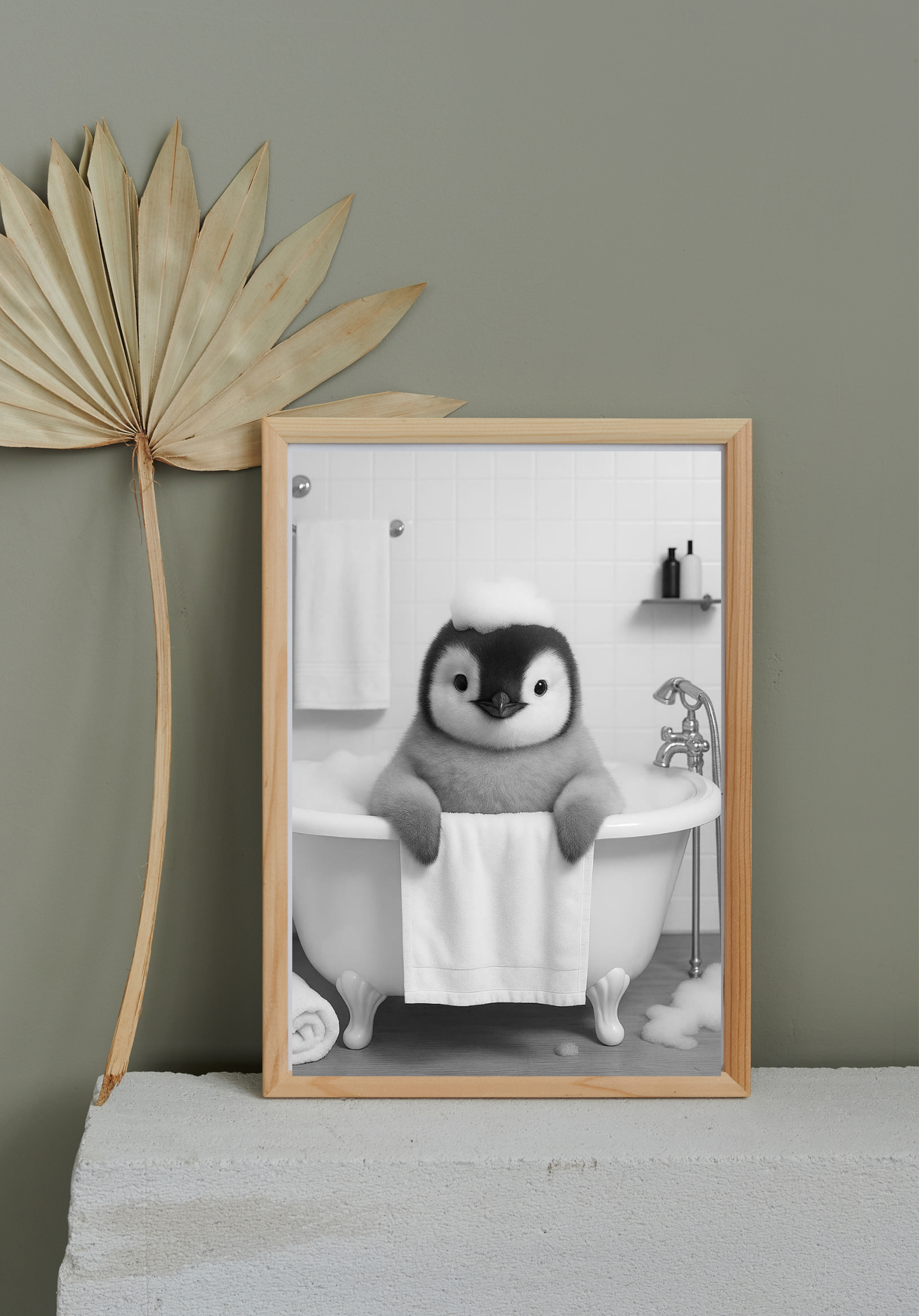 Bathtub Whimsy Bundle | 5 Funny Monochrome Animal Bathroom Prints (Digital Download)