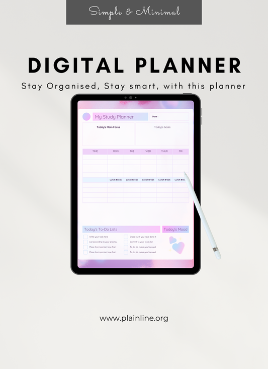 Digital planner on a tablet with a pen, promoting organization and smart planning.