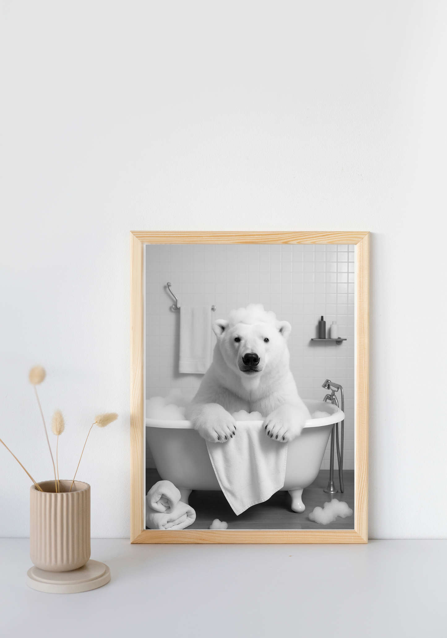 Bathtub Whimsy Bundle | 5 Funny Monochrome Animal Bathroom Prints (Digital Download)