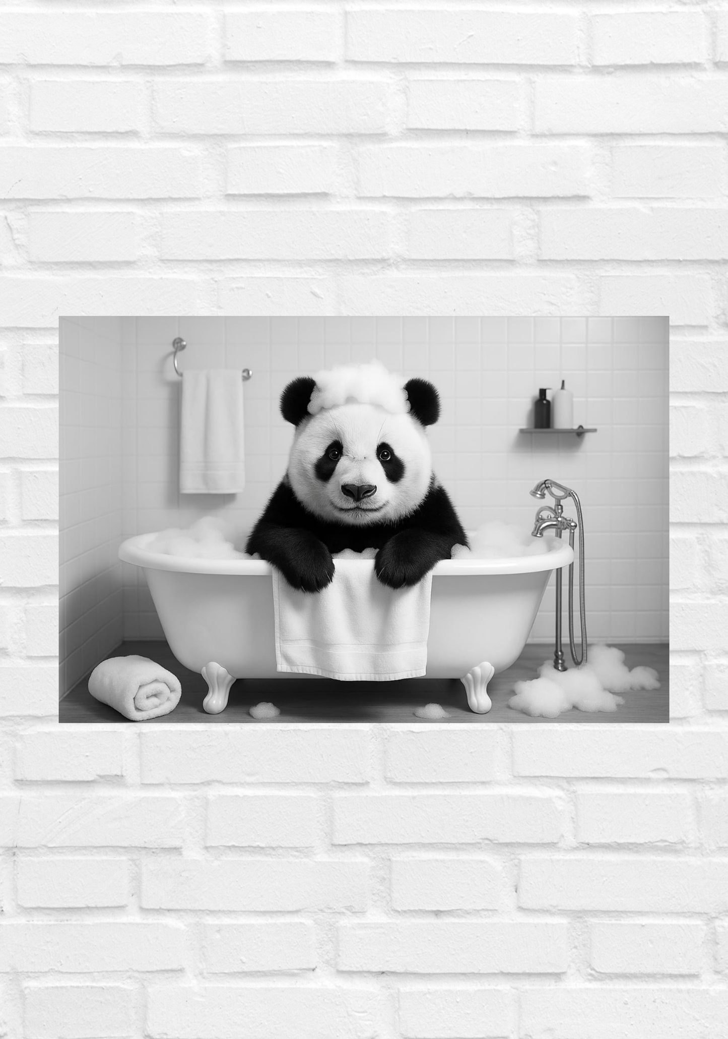 Bathtub Whimsy Bundle | 5 Funny Monochrome Animal Bathroom Prints (Digital Download)