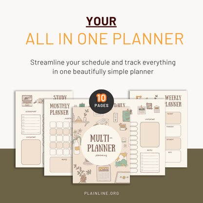 All In One Planner - Brown Digital Planner