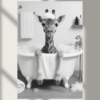 Bathtub Whimsy Giraffe Edition: Funny Giraffe Bathroom Wall Art Prints (Digital Download)