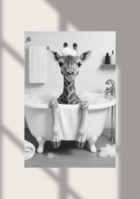 Bathtub Whimsy Giraffe Edition: Funny Giraffe Bathroom Wall Art Prints (Digital Download)