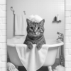 Bathtub Whimsy Cat Edition: Funny Cat Bathroom Animal Art Prints (Digital Download)